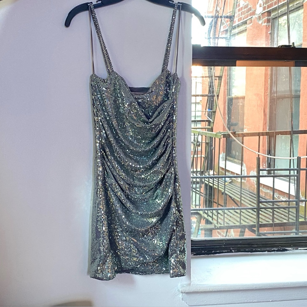 Rinascimento bling icy silver mini party dress